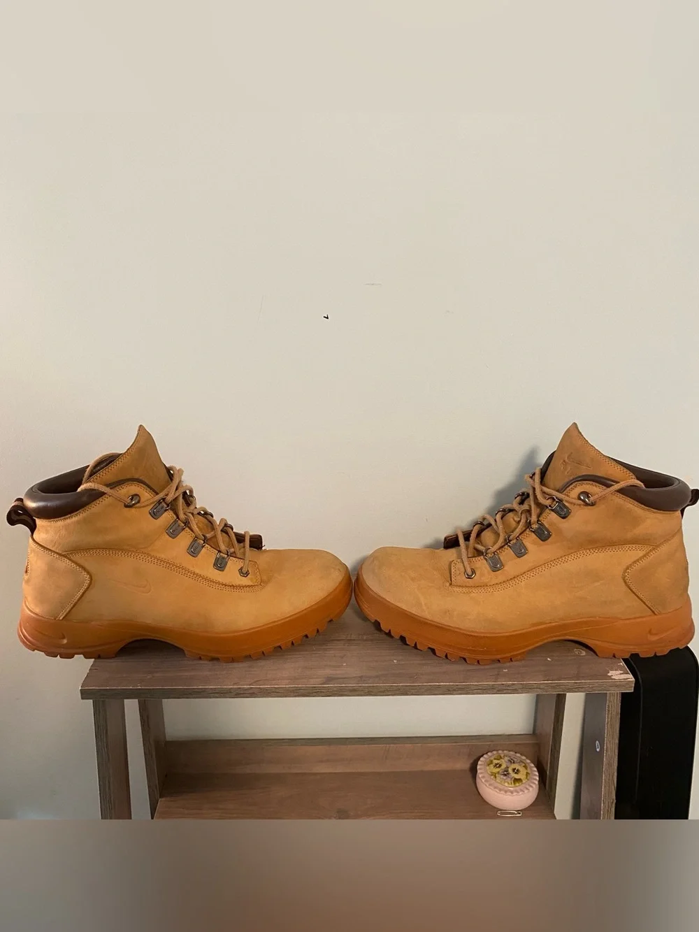 VTG Mens NIKE ACG Lace Up Hiking Combat Army Work Boots Brown Leather Size 12